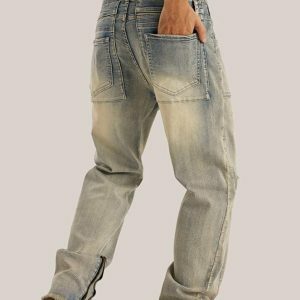 Y2K Fashion Slim Leg Ripped Jeans - Grunge Aesthetic & Coquette Style