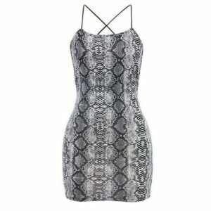 Y2K Fashion Snake Skin Mini Dress - Coquette Aesthetic & Grunge Style