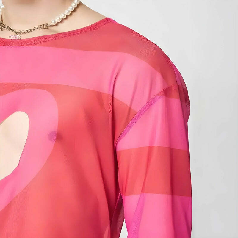 Y2K Fashion Soft Boy Heart Cut Out Crop Top - Cute Aesthetic Tee