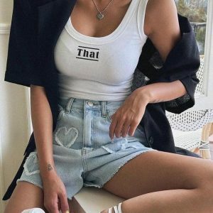 Y2K Fashion Soft Girl Heart Patch Denim Shorts for Cute Aesthetic Outfits