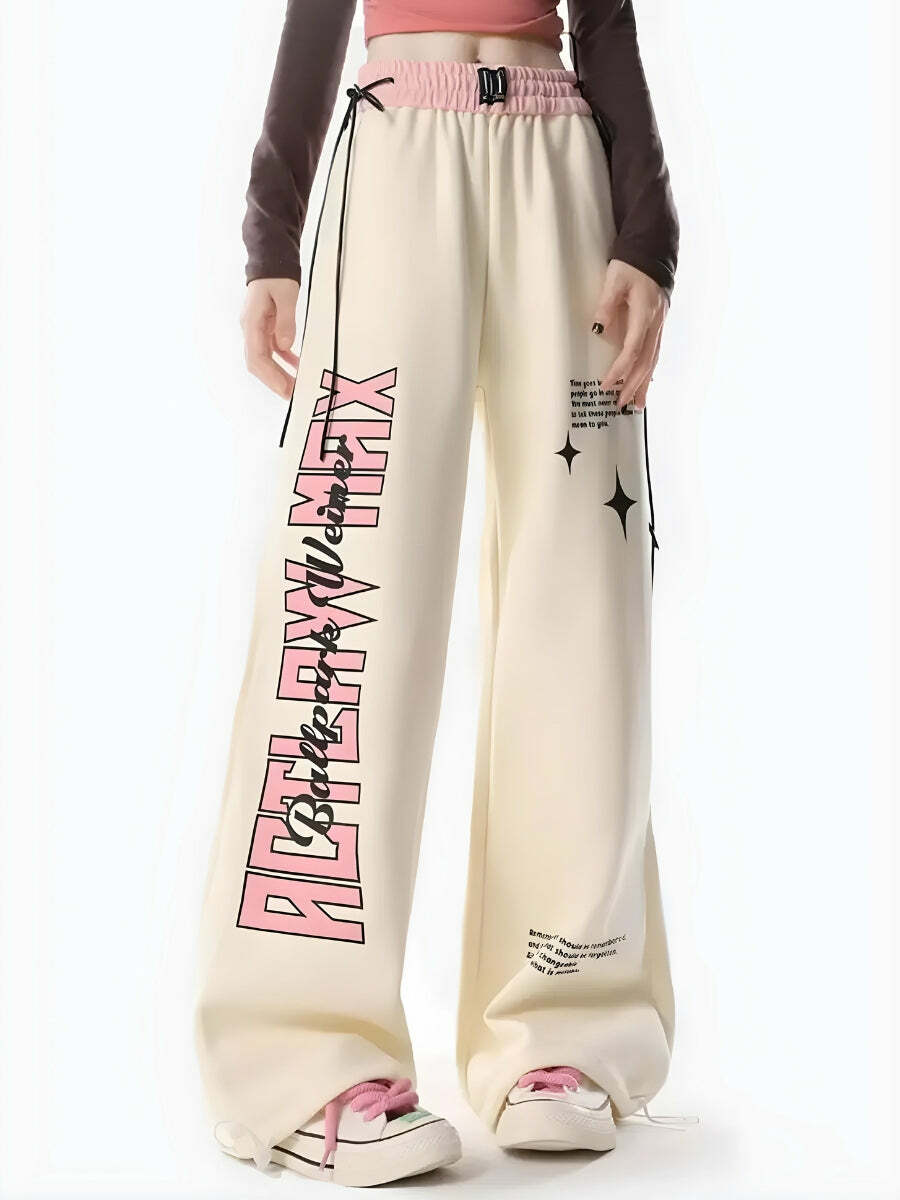 Y2K Fashion Soft Girl Lace-Up Sweatpants for Coquette & Grunge Aesthetic