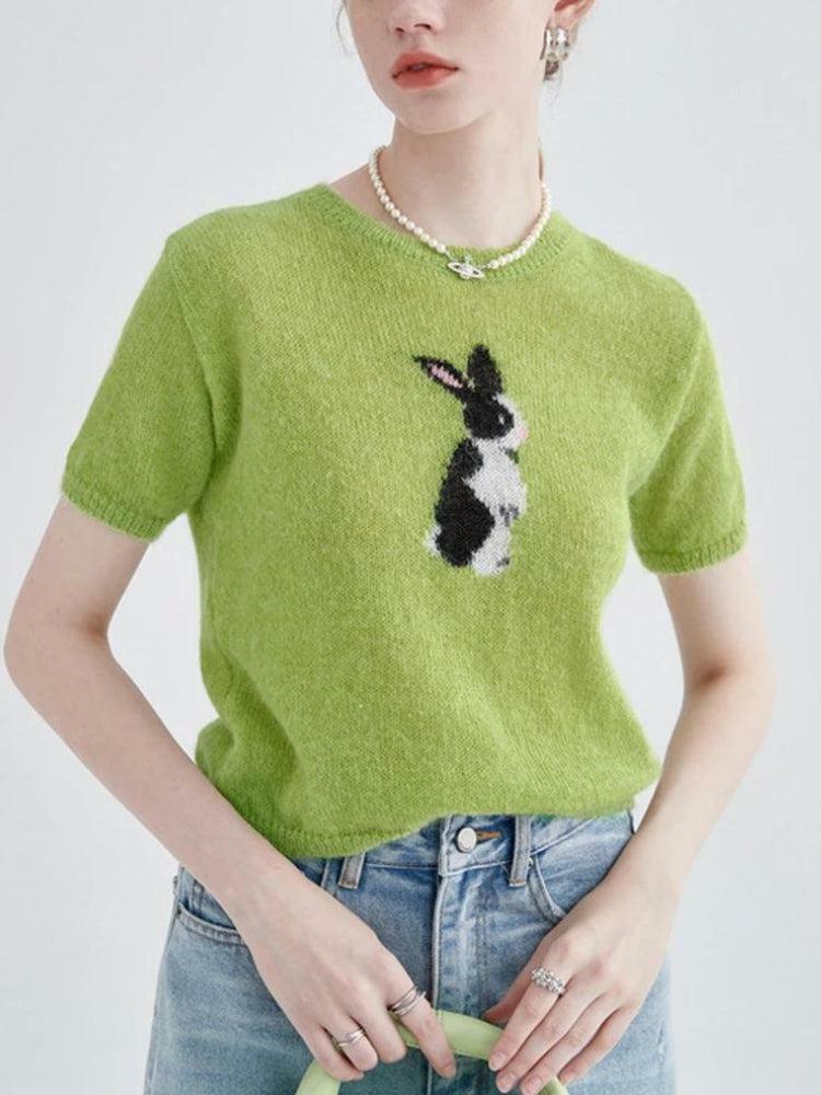 Y2K Fashion Soft Girl Rabbit Knitted Top - Coquette Aesthetic Sweater