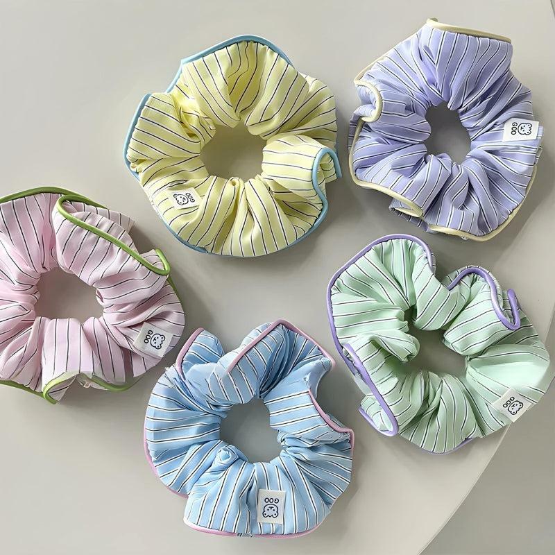 Y2K Fashion Soft Girl Striped Scrunchies for Coquette and Grunge Aesthetic