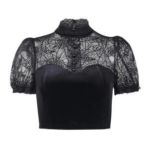 Y2K Fashion Spider Web Crop Top - Emo, Grunge, Coquette Aesthetic Style