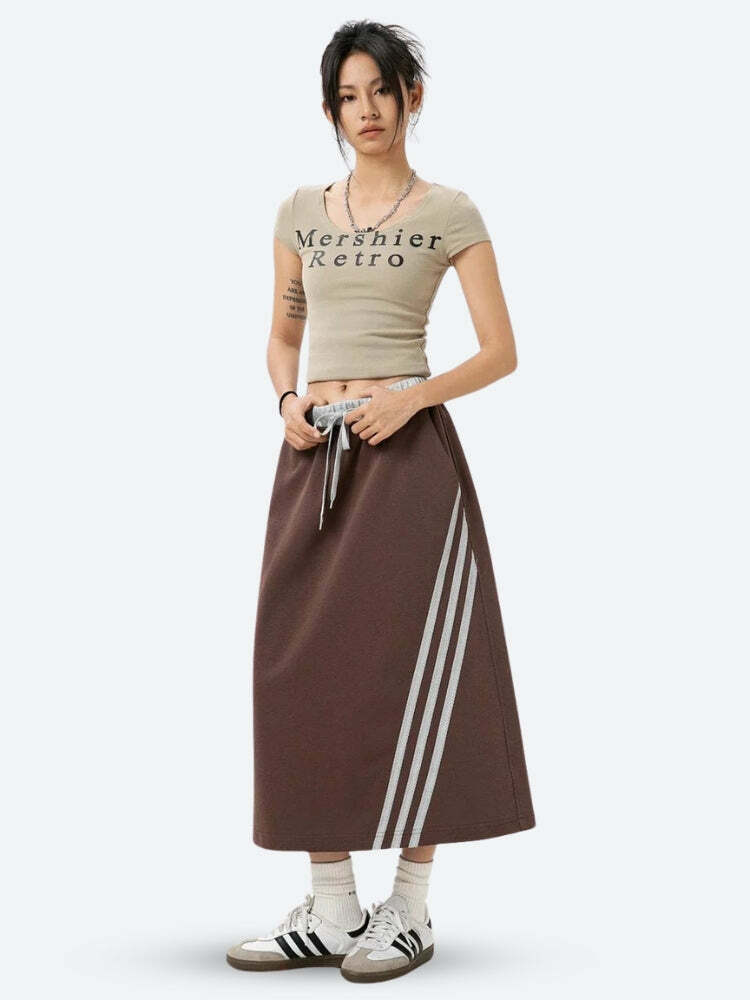 Y2K Fashion Sport Midi Skirt - Grunge Aesthetic & Coquette Style