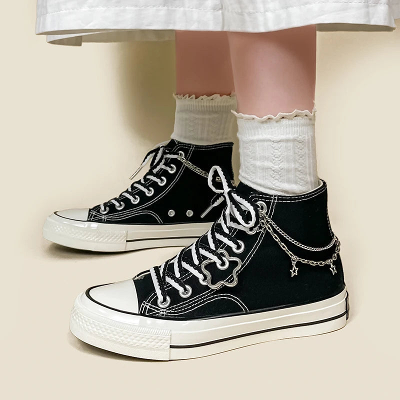 Y2K Fashion Star Canvas Shoes - Cute Coquette & Grunge Aesthetic Footwear