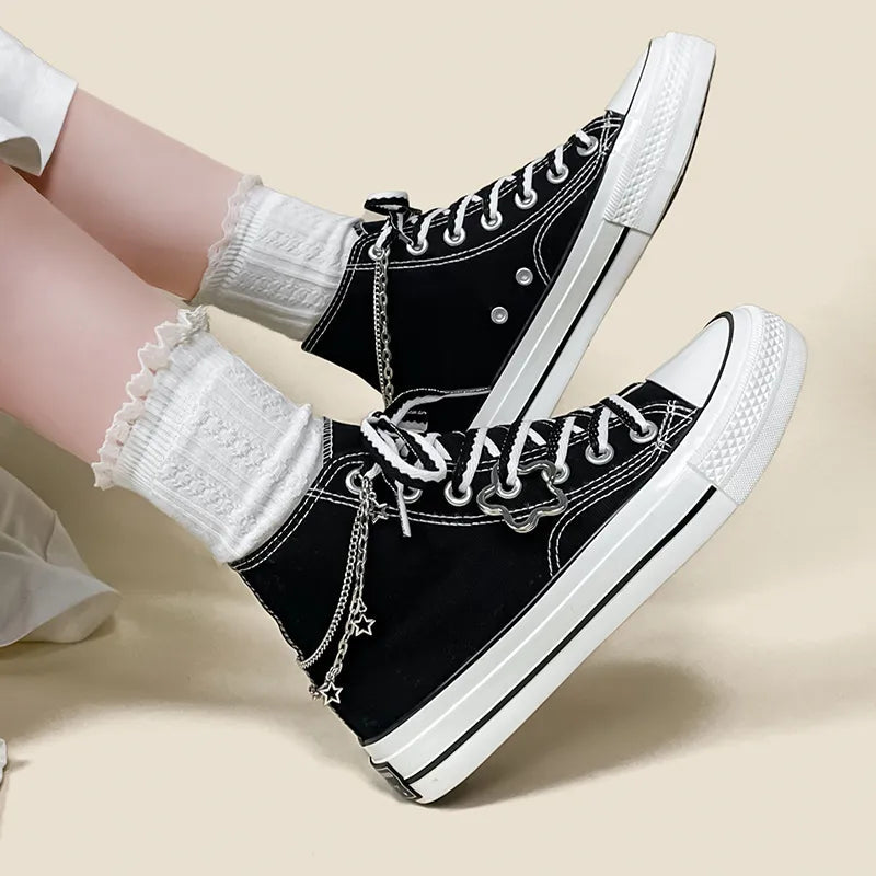 Y2K Fashion Star Canvas Shoes - Cute Coquette & Grunge Aesthetic Footwear