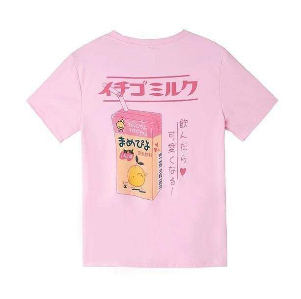 Y2K Fashion Strawberry Milk Box Tee - Cute Graphic Tee for Coquette Style