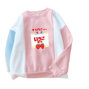 Y2K Fashion Strawberry Milk Oversized Sweater - Coquette & Grunge Style