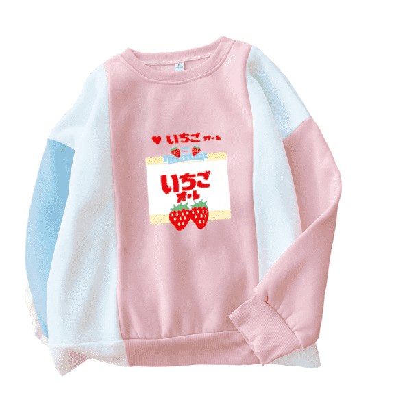 Y2K Fashion Strawberry Milk Oversized Sweater - Coquette & Grunge Style