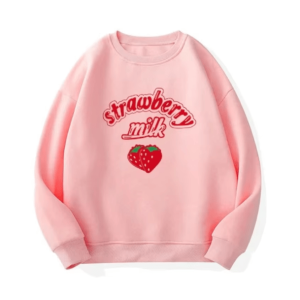 Y2K Fashion Strawberry Milk Oversized Sweater - Coquette & Grunge Style