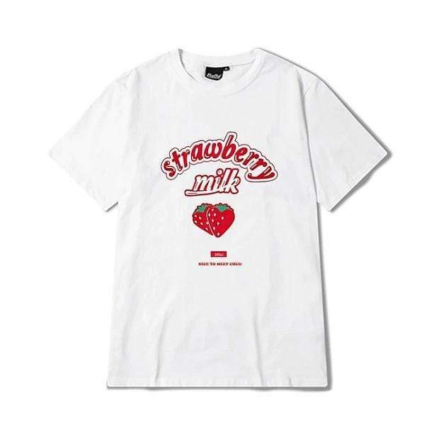 Y2K Fashion Strawberry Milk T-Shirt - Cute Aesthetic Tee for Coquette Style