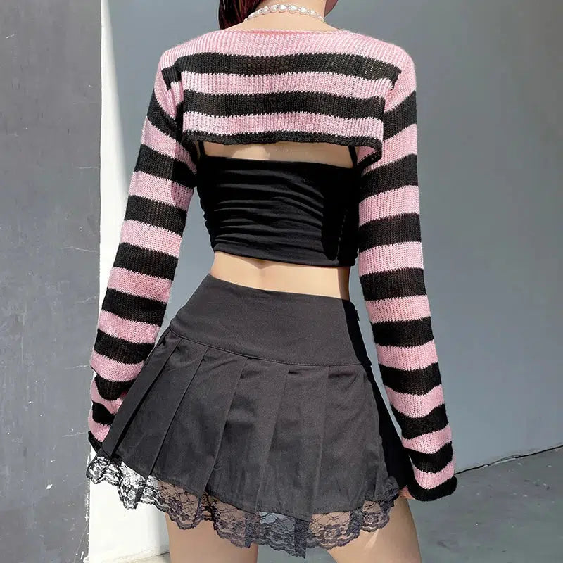 Y2K Fashion Striped Oversized Sweater - Emo & Grunge Aesthetic Knit Top