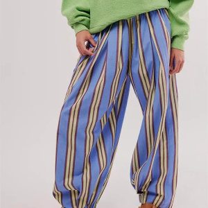 Y2K Fashion Striped Sweatpants - Grunge Aesthetic & Coquette Style