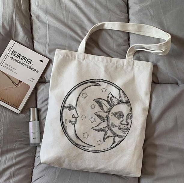 Y2K Fashion Sun and Moon Tote Bag - Cute Aesthetic for Coquette Style