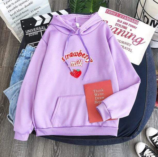 Y2K Fashion Sweet Strawberry Milk Hoodie - Coquette Aesthetic Style