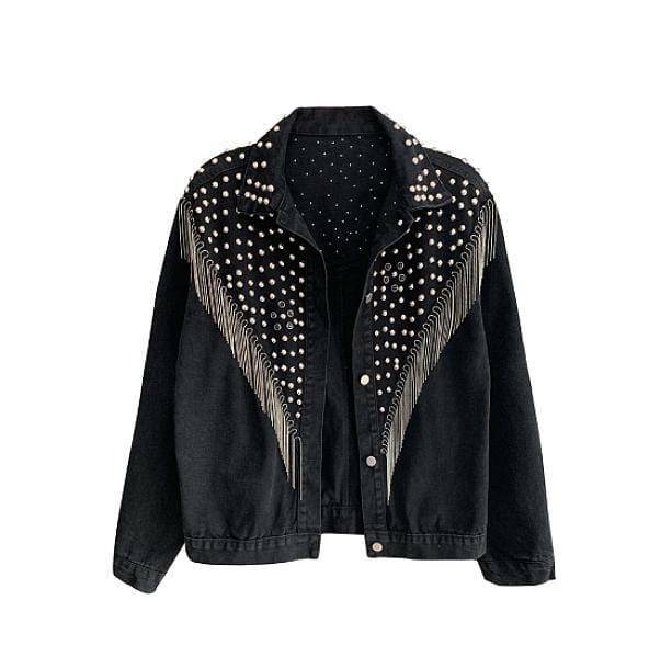 Y2K Fashion Tassel Black Jacket - Grunge Aesthetic & Coquette Style