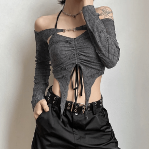 Y2K Fashion Two-Piece Grunge Fairycore Top - Coquette Aesthetic Style