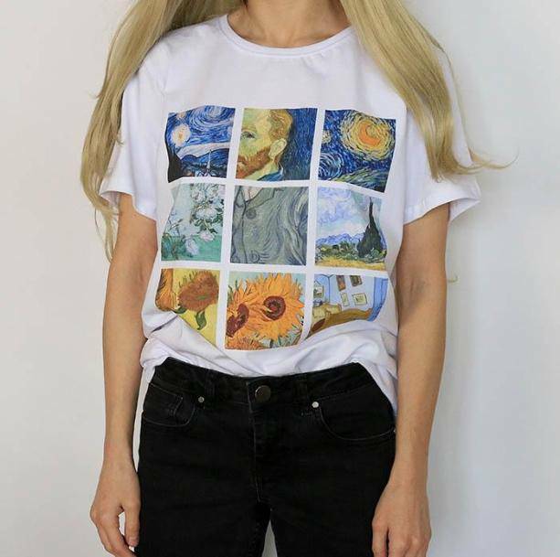 Y2K Fashion Van Gogh T-Shirt: Emo, Grunge, and Coquette Aesthetic