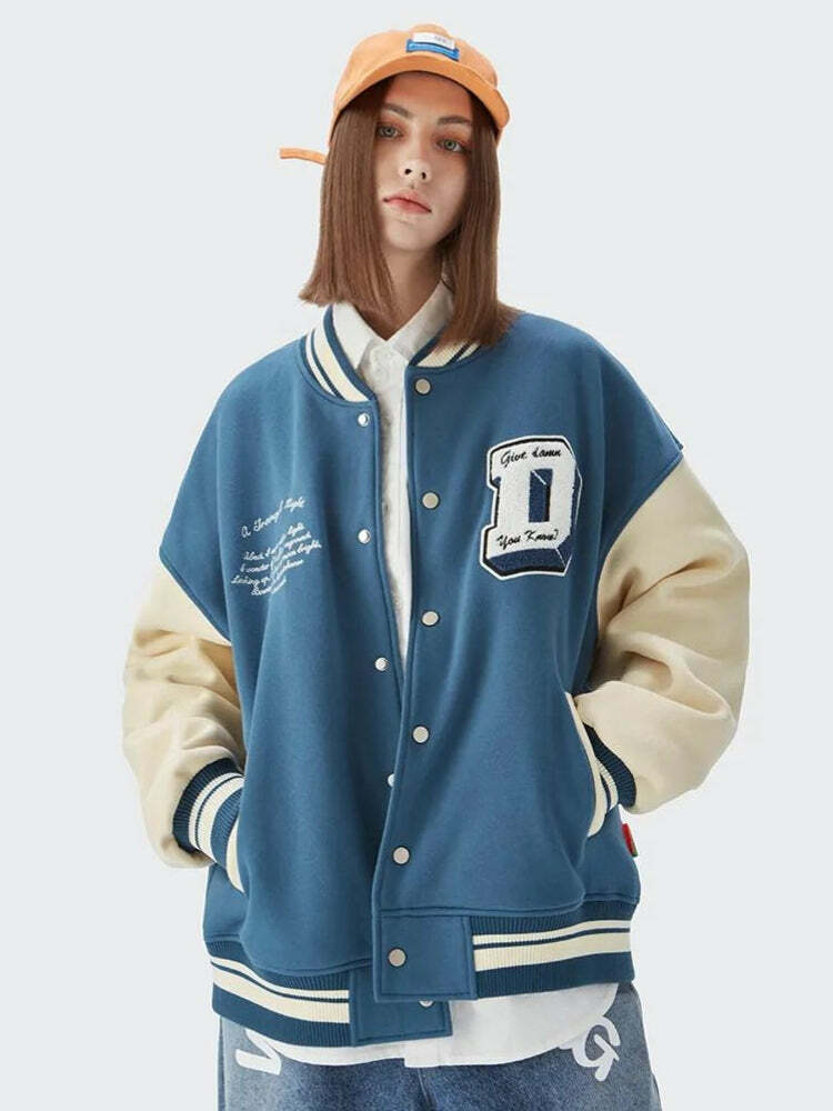 Y2K Fashion Varsity Jacket - Grunge Style, Emo Aesthetic, Coquette Vibes