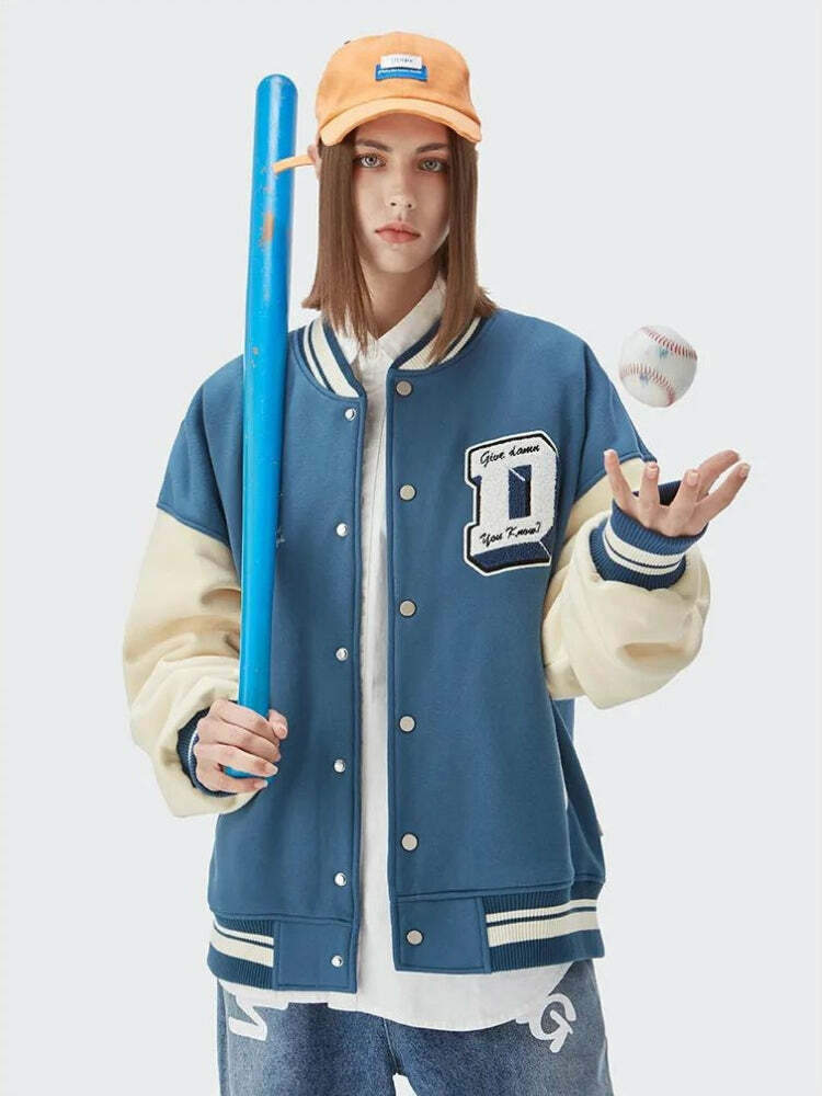 Y2K Fashion Varsity Jacket - Grunge Style, Emo Aesthetic, Coquette Vibes