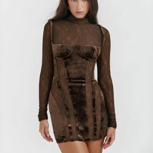 Y2K Fashion Velvet Mini Dress - Coquette Aesthetic & Grunge Style