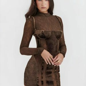 Y2K Fashion Velvet Mini Dress - Coquette Aesthetic & Grunge Style