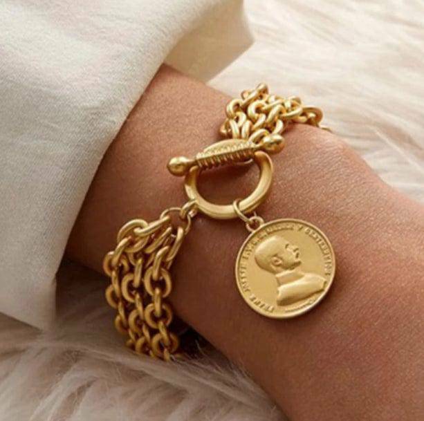 Y2K Fashion Vintage Coin Bracelet - Coquette Aesthetic Jewelry Piece