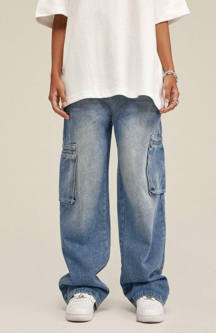 Y2K Fashion Washed Baggy Cargo Jeans for Grunge and Coquette Aesthetic