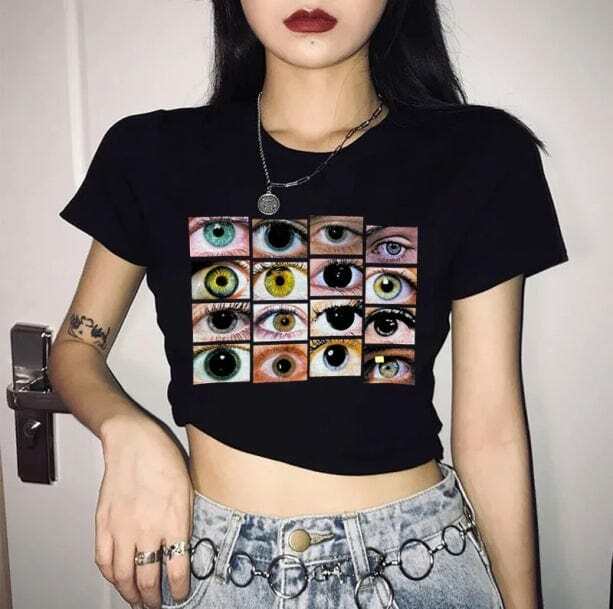 Y2K Fashion Weirdcore Crop Top - Grunge Aesthetic & Coquette Style