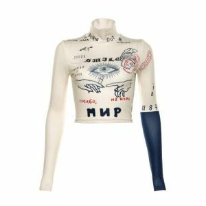 Y2K Fashion White Spandex Turtleneck - Cute Coquette & Grunge Style