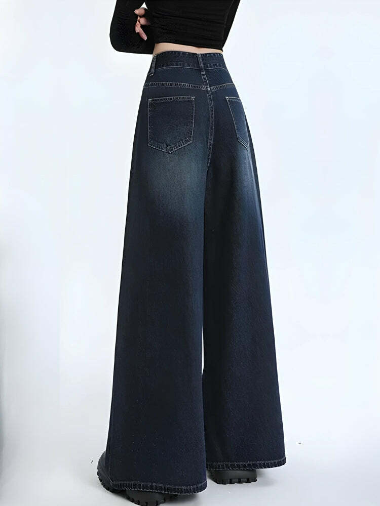 Y2K Fashion Wide Leg Jeans - Grunge Aesthetic & Coquette Style