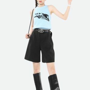 Y2K Fashion Wide Leg Pleated Shorts - Grunge Aesthetic & Coquette Style