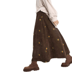 Y2K Floral Corduroy Skirt - Coquette Aesthetic & Grunge Style Fusion