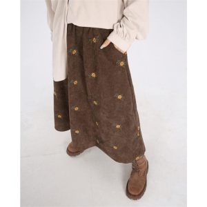 Y2K Floral Corduroy Skirt - Coquette Aesthetic & Grunge Style Fusion