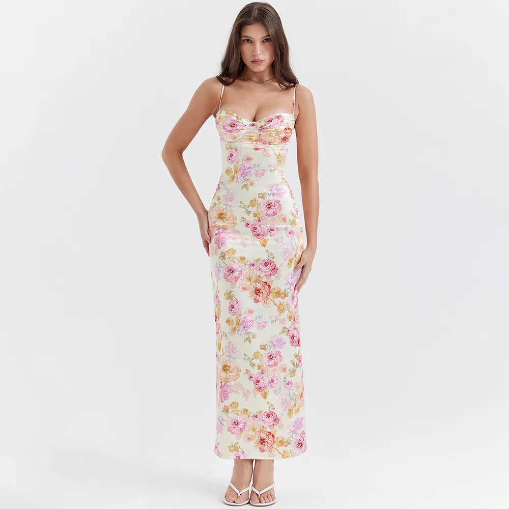 Y2K Floral Maxi Dress - Coquette Aesthetic with Grunge Style Touch