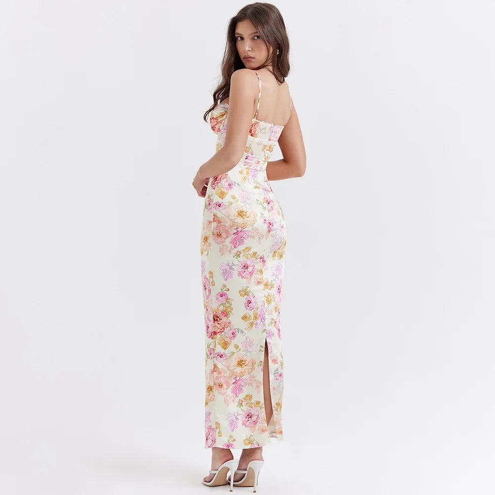 Y2K Floral Maxi Dress - Coquette Aesthetic with Grunge Style Touch