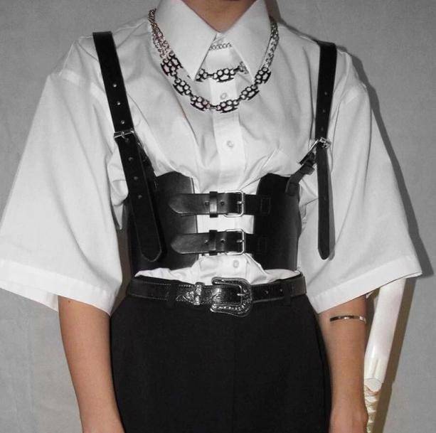 Y2K Grunge Buckle Vest - Dark Coquette Aesthetic Oversized Style