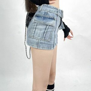 Y2K Grunge Cargo Mini Skort - Dark Coquette Aesthetic Fashion Piece