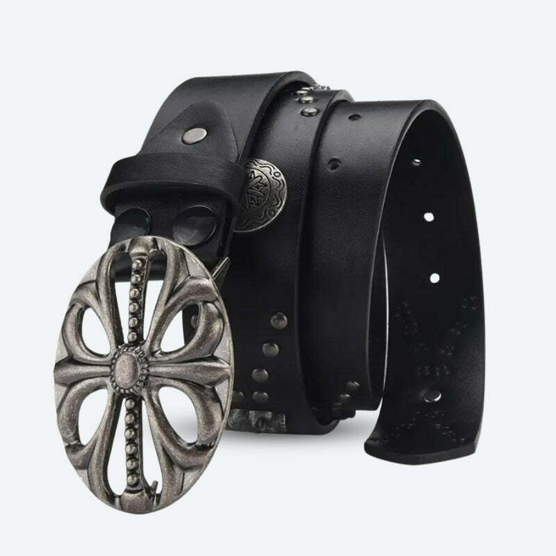 Y2K Grunge Cross Buckle Belt - Dark Coquette Aesthetic Accessory