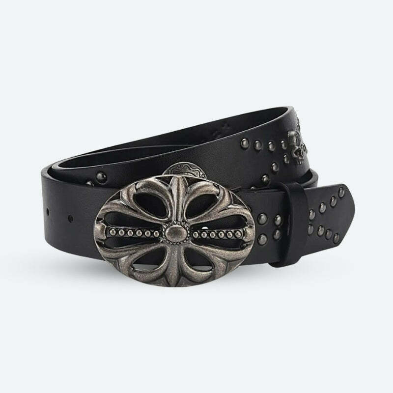 Y2K Grunge Cross Buckle Belt - Dark Coquette Aesthetic Accessory