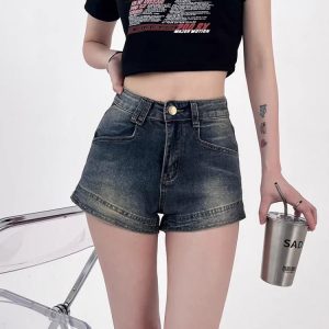 Y2K Grunge Denim Shorts - Coquette Aesthetic & Emo Style Fashion