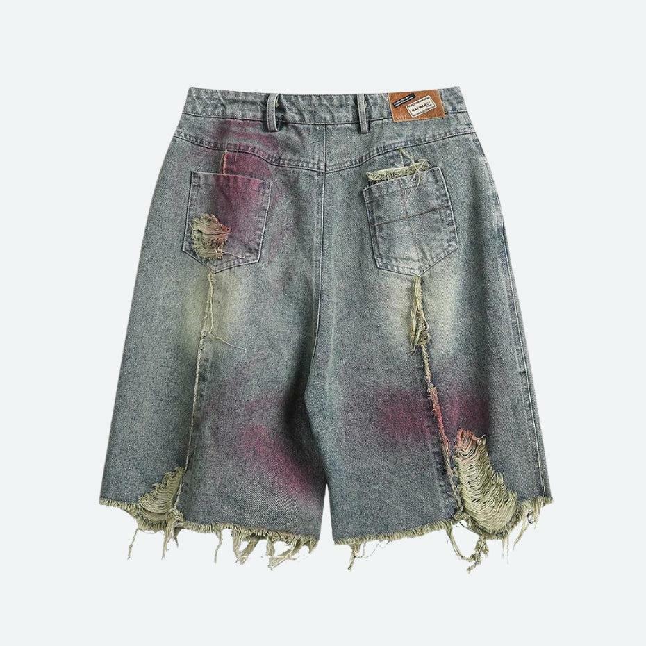 Y2K Grunge Distressed Denim Shorts for Coquette and Emo Aesthetic