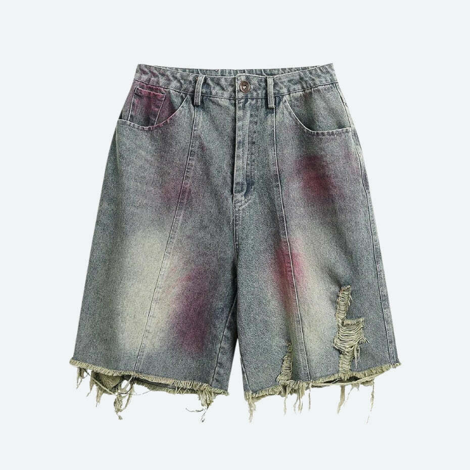 Y2K Grunge Distressed Denim Shorts for Coquette and Emo Aesthetic