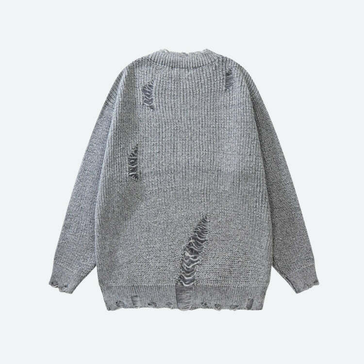 Y2K Grunge Distressed Oversized Sweater - Coquette Aesthetic Fashion