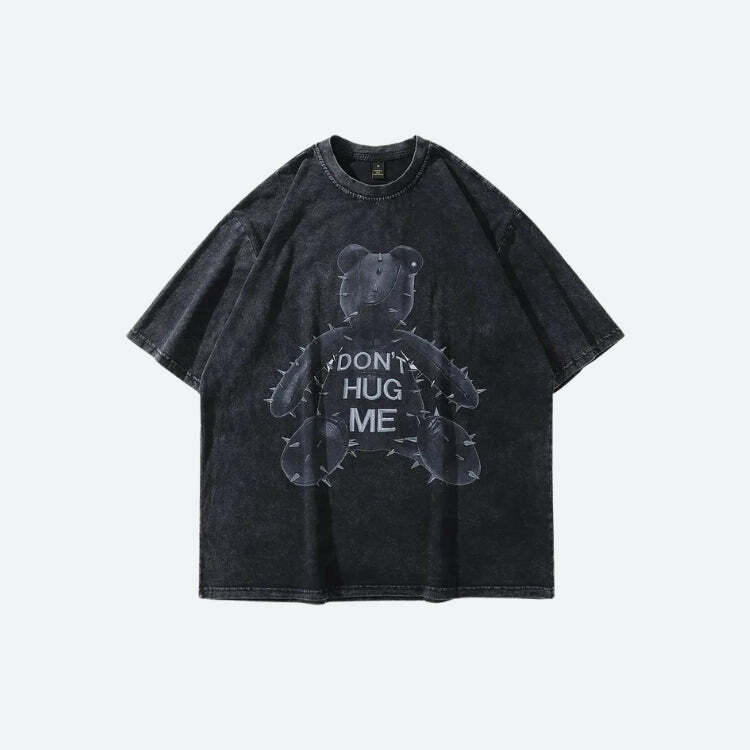 Y2K Grunge Don't Hug Me Oversized Tee - Emo & Coquette Aesthetic