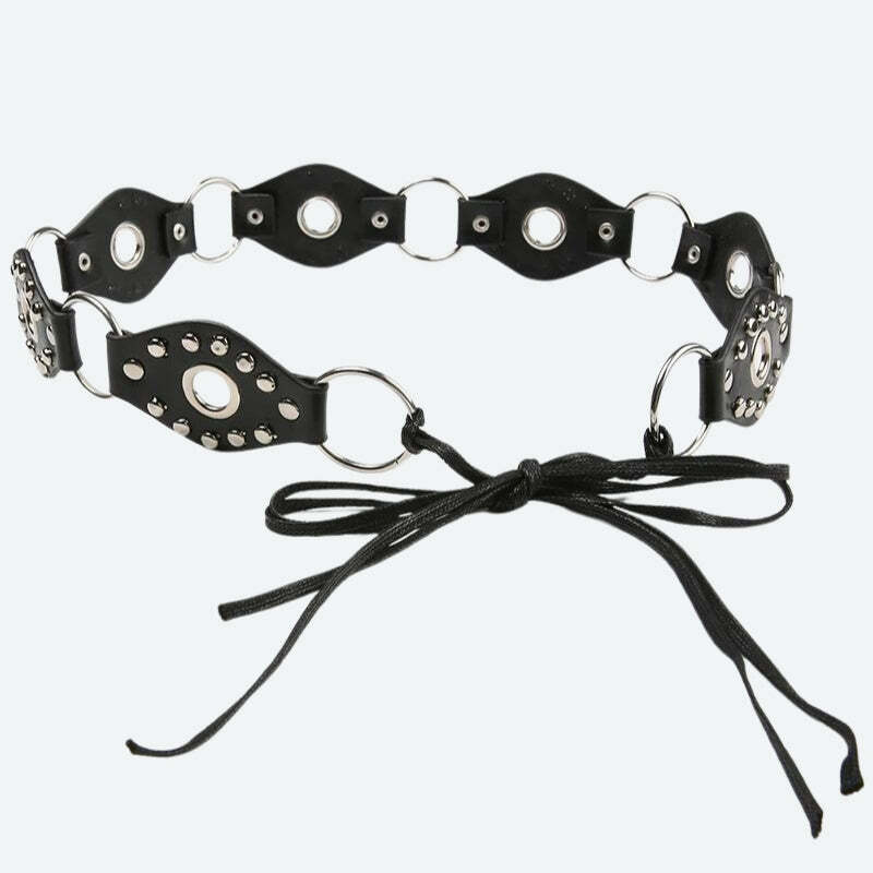 Y2K Grunge Faux Leather Lace-Up Belt for Coquette and Emo Aesthetics