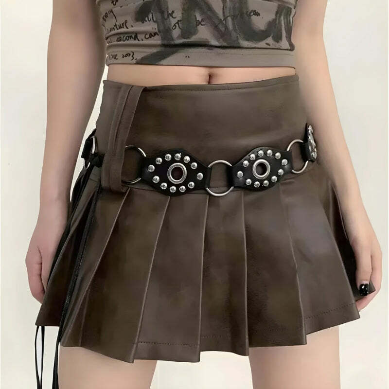 Y2K Grunge Faux Leather Lace-Up Belt for Coquette and Emo Aesthetics