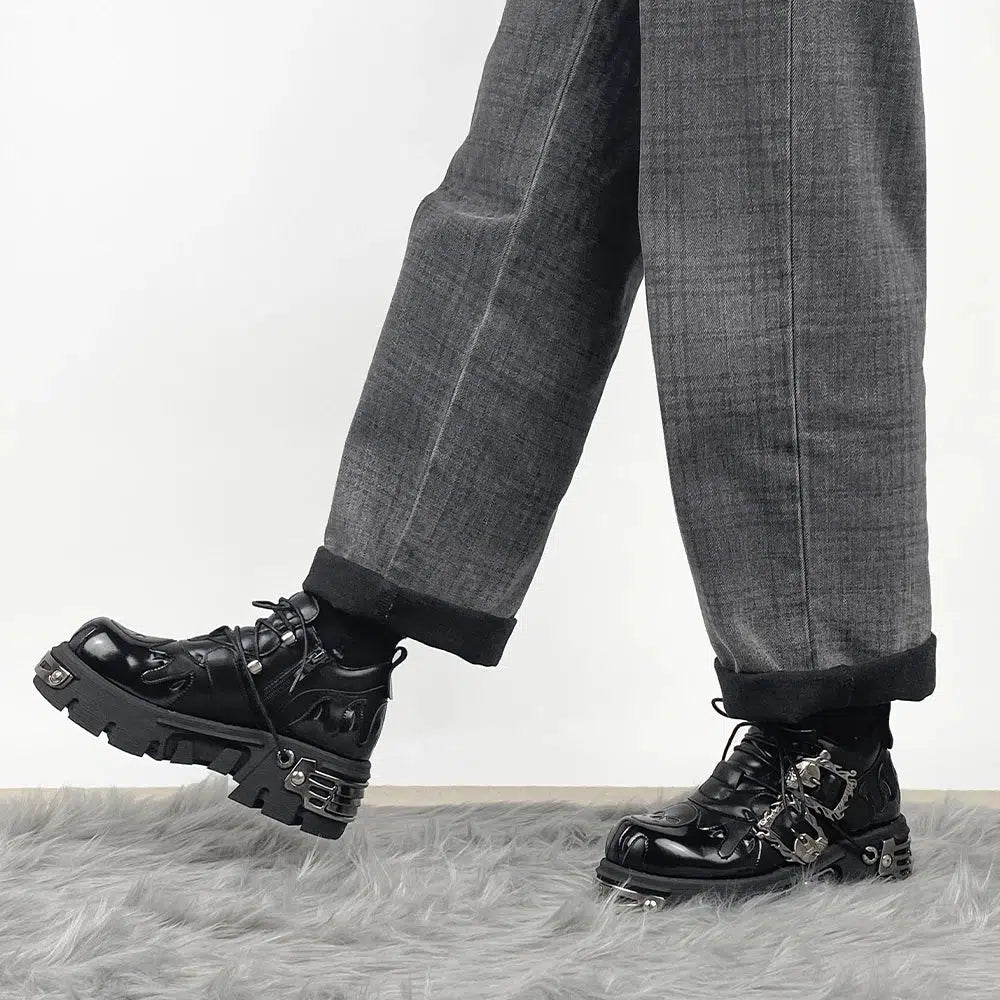 Y2K Grunge Fire Chunky Platform Shoes for Emo and Coquette Aesthetic