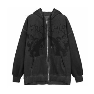 Y2K Grunge Guardian Hoodie | Dark Coquette Aesthetic Oversized Sweater